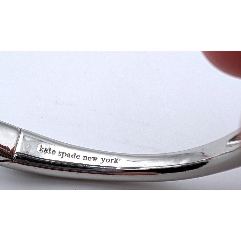 Kate Spade Zebra Hinged Cuff Bracelet Silver Tone Pave Crystal Faux Pearl Bypass - Picture 2 of 7